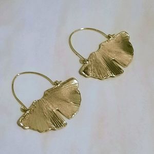 Anthro Gold Ginkgo Leaf Earrings